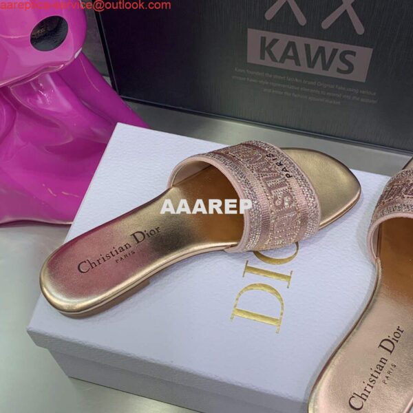 Replica Dior Women's Shoes Dway Slide Diamond Embroidered KCQ166ERC Pink 5