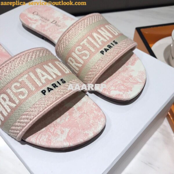 Replica Dior DWAY Mule Toile De Jouy Embroidery KCQ166 Pink 10