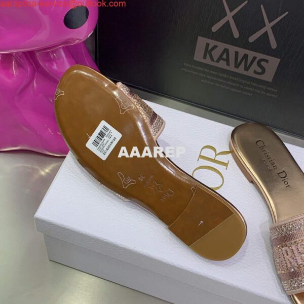 Replica Dior Women's Shoes Dway Slide Diamond Embroidered KCQ166ERC Pink 9