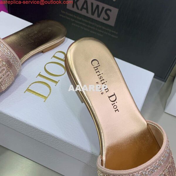Replica Dior Women's Shoes Dway Slide Diamond Embroidered KCQ166ERC Pink 10