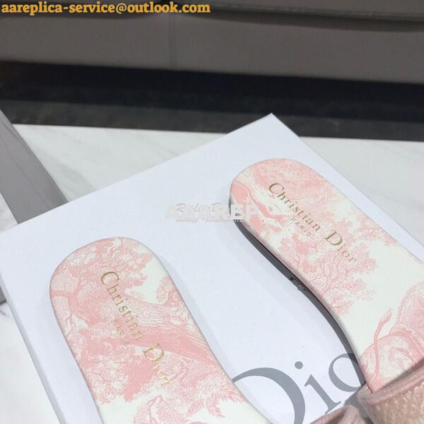 Replica Dior DWAY Mule Toile De Jouy Embroidery KCQ166 Pink 11