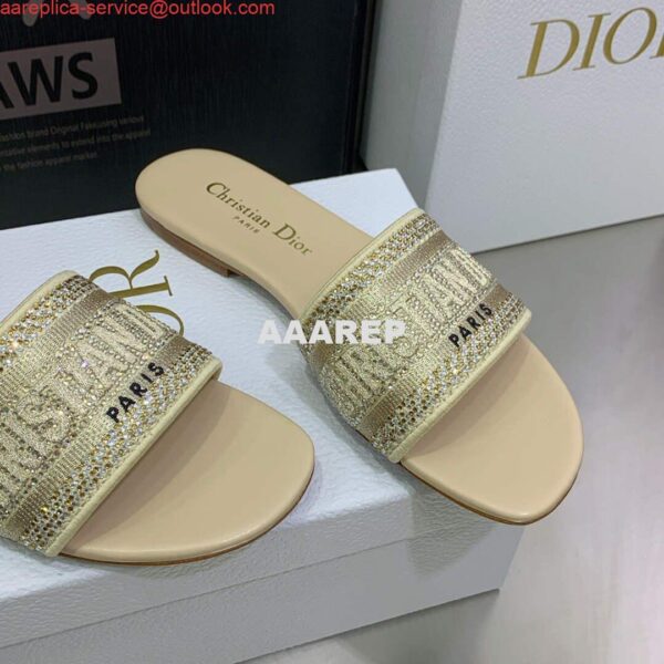 Replica Dior Women's Shoes Dway Slide Diamond Embroidered KCQ166ERC Yellow 3