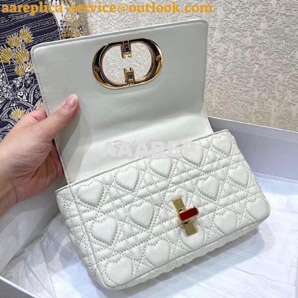 Replica Dior Small Dioramour Caro Bag Latte Cannage Calfskin with Hear 9