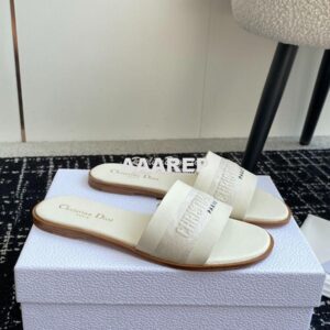 Replica Dior Dway Slide Calfskin and Embroidered Cotton KCQ986 2