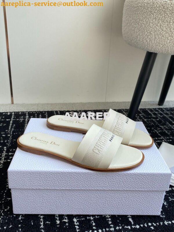 Replica Dior Dway Slide Calfskin and Embroidered Cotton KCQ986 4