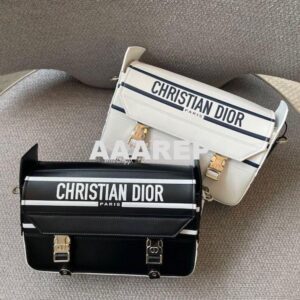 Replica Dior Small DiorCamp Bag Black and White Smooth Calfskin M1243 2