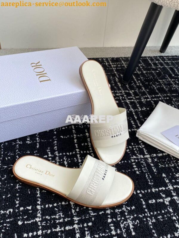 Replica Dior Dway Slide Calfskin and Embroidered Cotton KCQ986 6