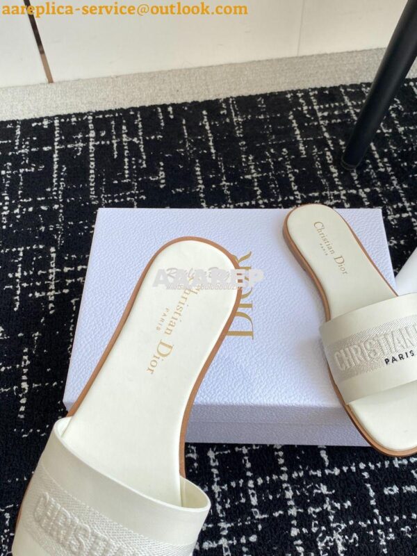 Replica Dior Dway Slide Calfskin and Embroidered Cotton KCQ986 7