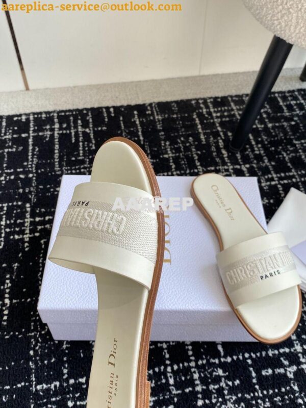 Replica Dior Dway Slide Calfskin and Embroidered Cotton KCQ986 9