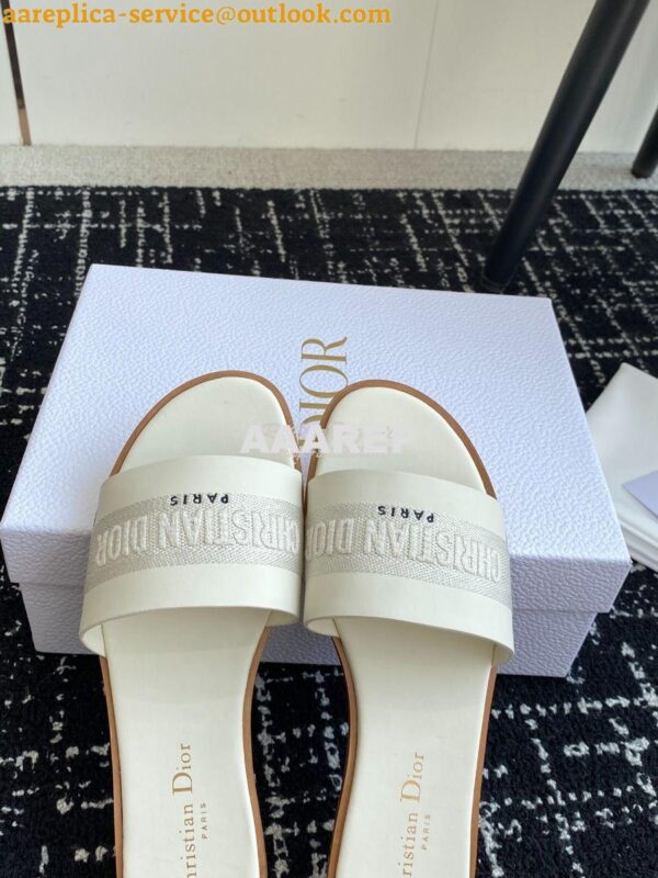 Replica Dior Dway Slide Calfskin and Embroidered Cotton KCQ986 10