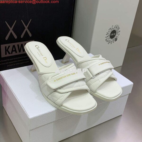 Replica Dior Women's Shoes evolution heeled slide KCQ731CQC White 3