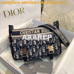 Replica Dior Small DiorCamp Bag Blue Oblique Embroidery M1241