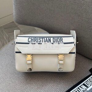 Replica Dior Small DiorCamp Bag White and Blue Smooth Calfskin M1243 2