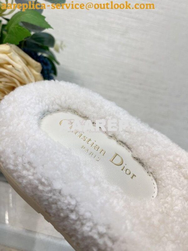 Replica Dior Dway Slide Embroidered Cotton and Shearling KCQ551 9