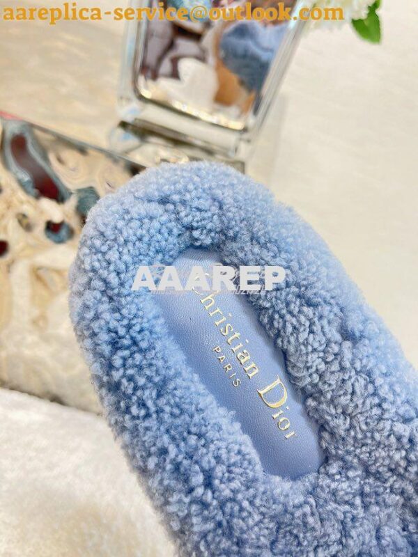 Replica Dior Dway Slide Embroidered Cotton and Shearling KCQ551 13