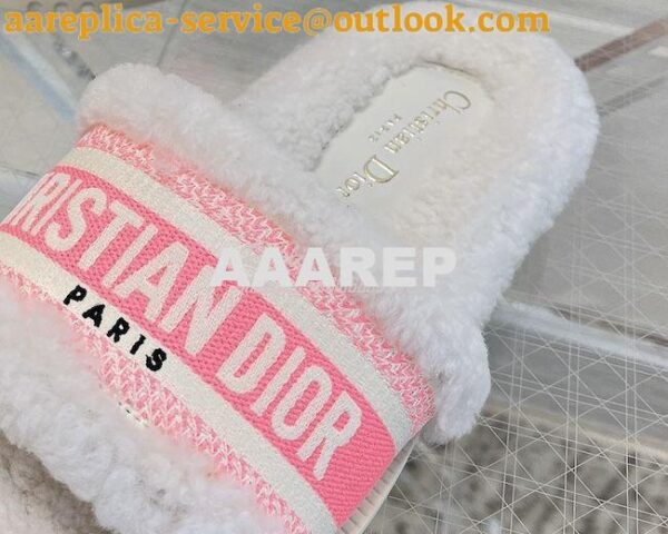 Replica Dior Dway Slide Embroidered Cotton and Shearling KCQ551 ii 13