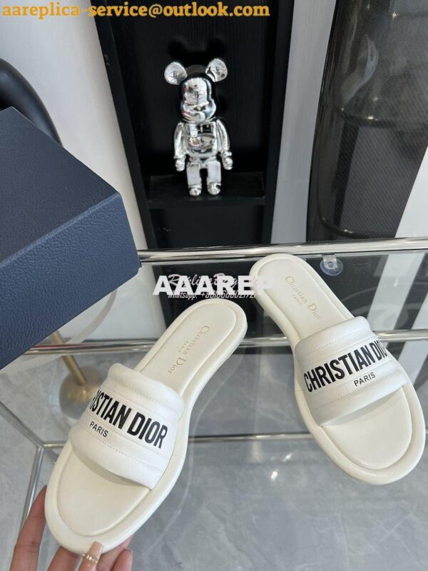 Replica Dior Every-D Slide Embossed Lambskin KCQ861 White 5