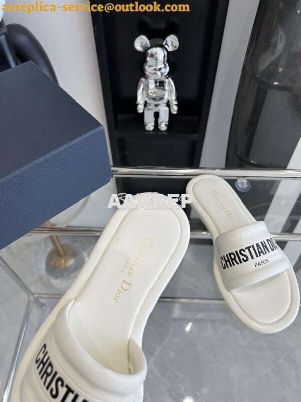 Replica Dior Every-D Slide Embossed Lambskin KCQ861 White 10