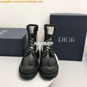 Replica Dior Explorer Ankle Boot Grey Oblique Jacquard and Black Smoot 2