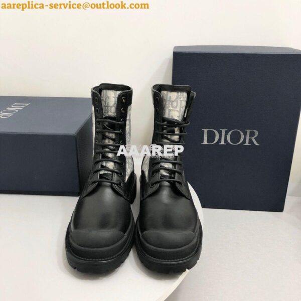 Replica Dior Explorer Ankle Boot Grey Oblique Jacquard and Black Smoot 4