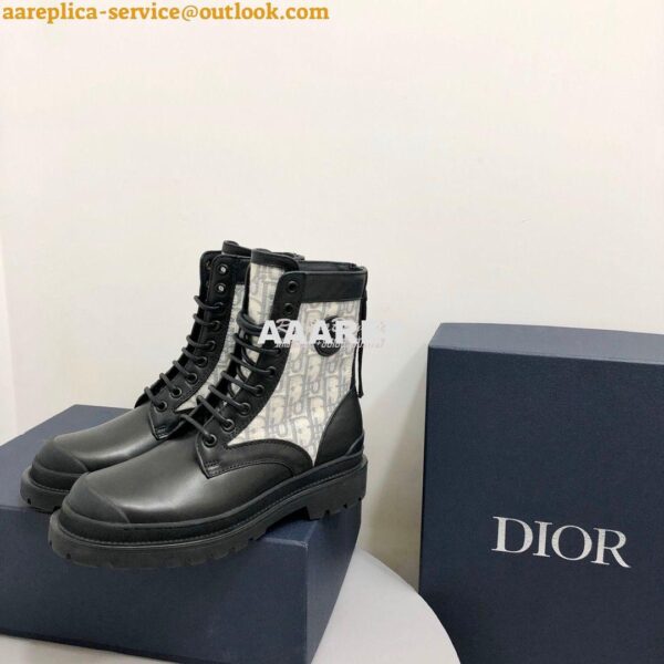 Replica Dior Explorer Ankle Boot Grey Oblique Jacquard and Black Smoot 5