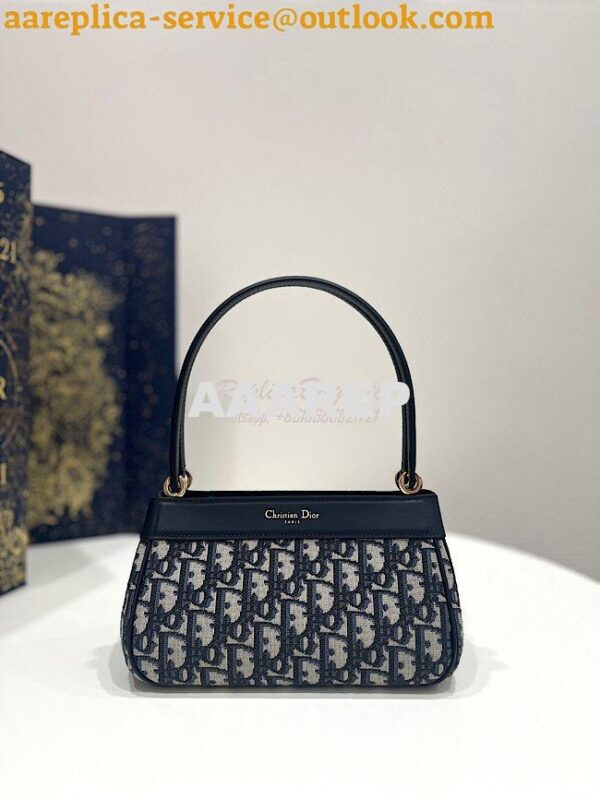 Replica Dior Small Key Bag Blue Oblique Jacquard M1844 4