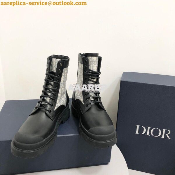 Replica Dior Explorer Ankle Boot Grey Oblique Jacquard and Black Smoot 6