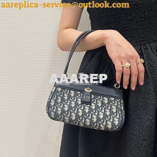 Replica Dior Small Key Bag Blue Oblique Jacquard M1844 5