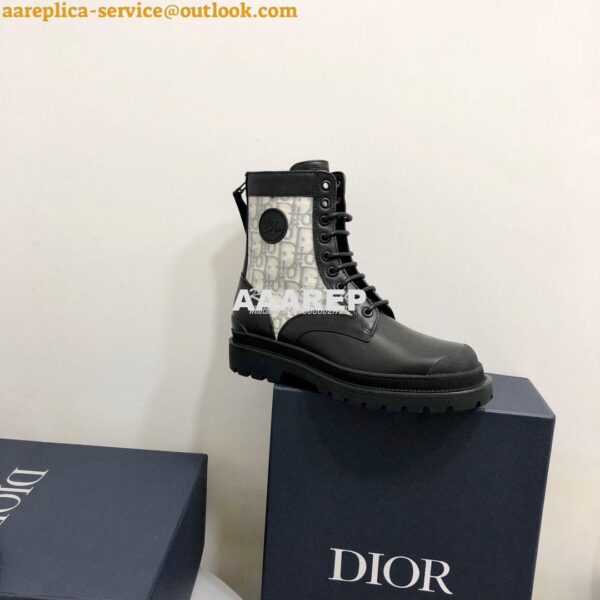 Replica Dior Explorer Ankle Boot Grey Oblique Jacquard and Black Smoot 7