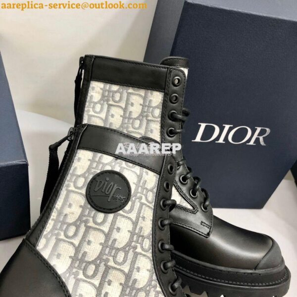 Replica Dior Explorer Ankle Boot Grey Oblique Jacquard and Black Smoot 8