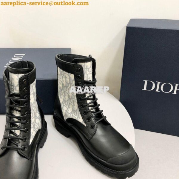 Replica Dior Explorer Ankle Boot Grey Oblique Jacquard and Black Smoot 9