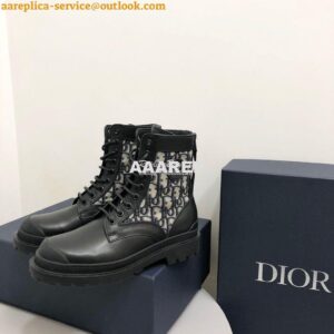 Replica Dior Explorer Ankle Boot Oblique Jacquard and Black Smooth 3BO