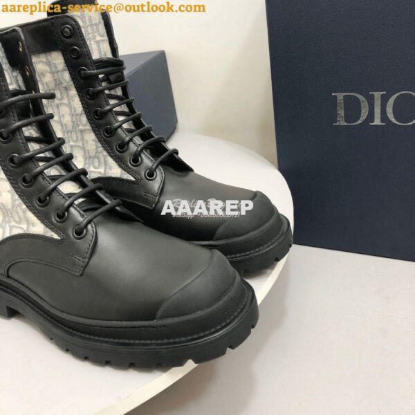 Replica Dior Explorer Ankle Boot Grey Oblique Jacquard and Black Smoot 10