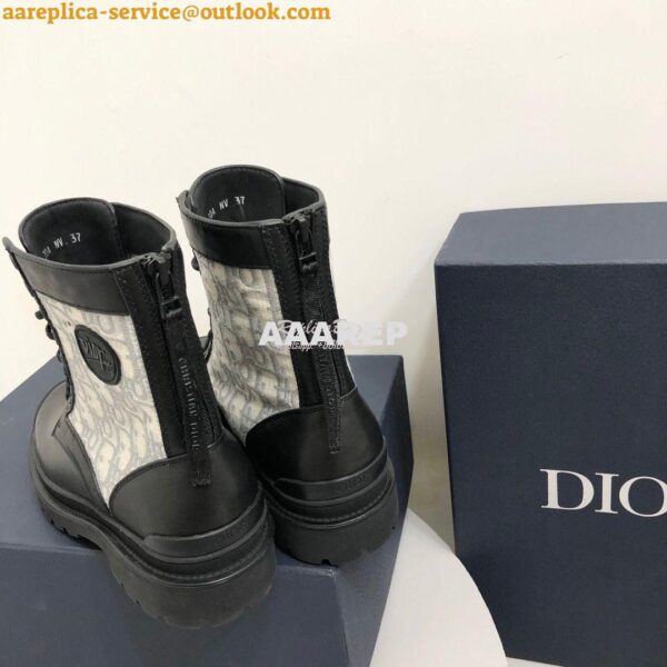 Replica Dior Explorer Ankle Boot Grey Oblique Jacquard and Black Smoot 11