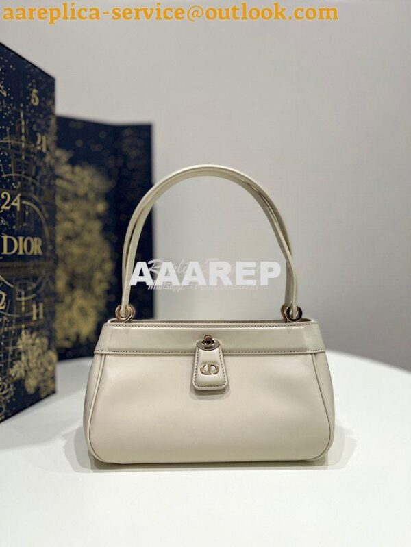 Replica Dior Small Key Bag Dusty Ivory Box Calfskin M1844 3