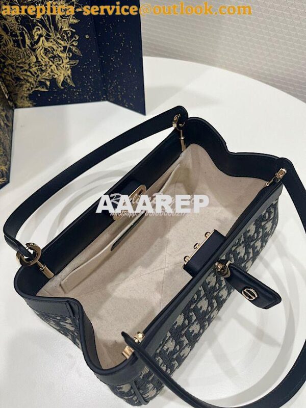 Replica Dior Small Key Bag Blue Oblique Jacquard M1844 10