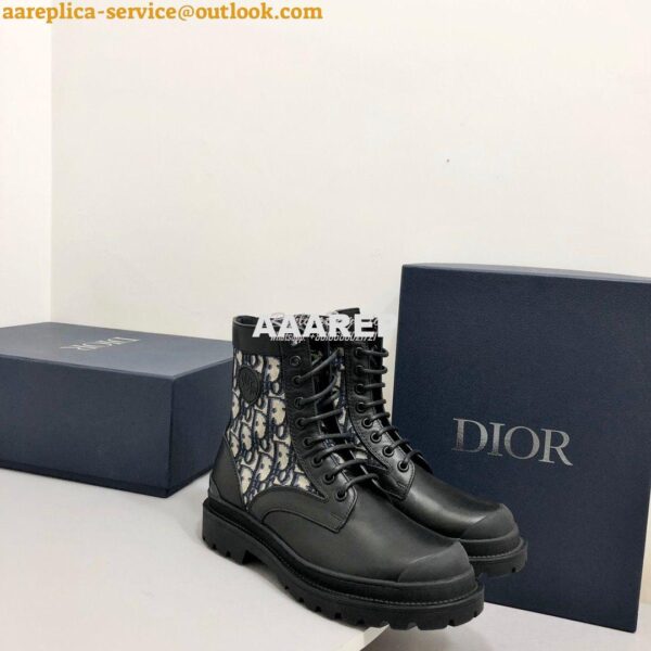 Replica Dior Explorer Ankle Boot Oblique Jacquard and Black Smooth 3BO 5