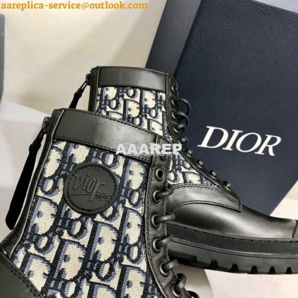 Replica Dior Explorer Ankle Boot Oblique Jacquard and Black Smooth 3BO 7