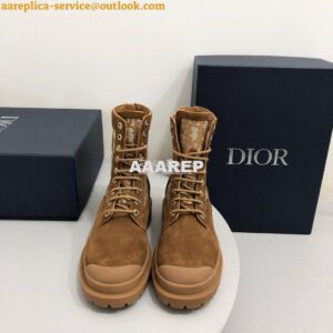 Replica Dior Explorer Ankle Boot Tan Oblique Jacquard and Tan Smooth 3