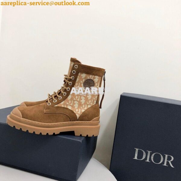 Replica Dior Explorer Ankle Boot Tan Oblique Jacquard and Tan Smooth 3 5