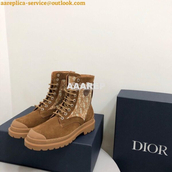 Replica Dior Explorer Ankle Boot Tan Oblique Jacquard and Tan Smooth 3 6