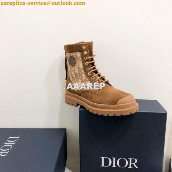 Replica Dior Explorer Ankle Boot Tan Oblique Jacquard and Tan Smooth 3 7