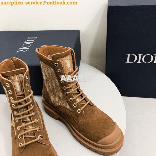 Replica Dior Explorer Ankle Boot Tan Oblique Jacquard and Tan Smooth 3 8