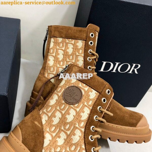 Replica Dior Explorer Ankle Boot Tan Oblique Jacquard and Tan Smooth 3 9