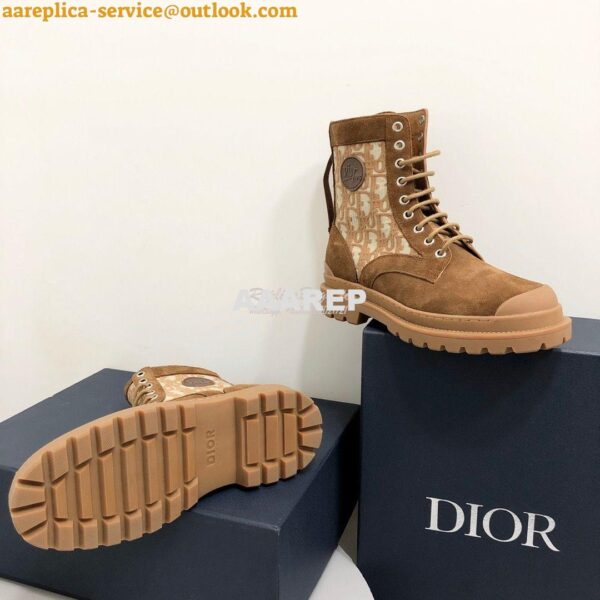 Replica Dior Explorer Ankle Boot Tan Oblique Jacquard and Tan Smooth 3 11