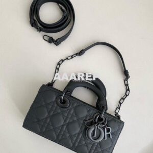 Replica Dior Small Lady D-Joy Bag Ultramatte Black Cannage Calfskin M0 2