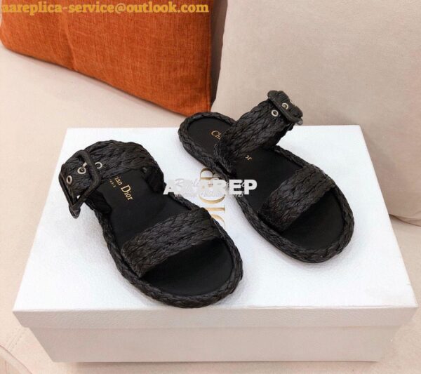 Replica Dior Ocean Slide Black Braided Raffia KCQ515 3