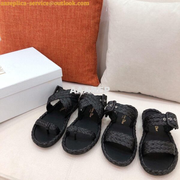 Replica Dior Ocean Slide Black Braided Raffia KCQ515 4