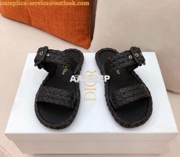 Replica Dior Ocean Slide Black Braided Raffia KCQ515 5