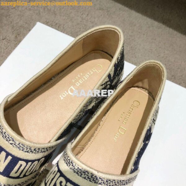 Replica Dior Granville Espadrille Blue Ecru Embroidered 10